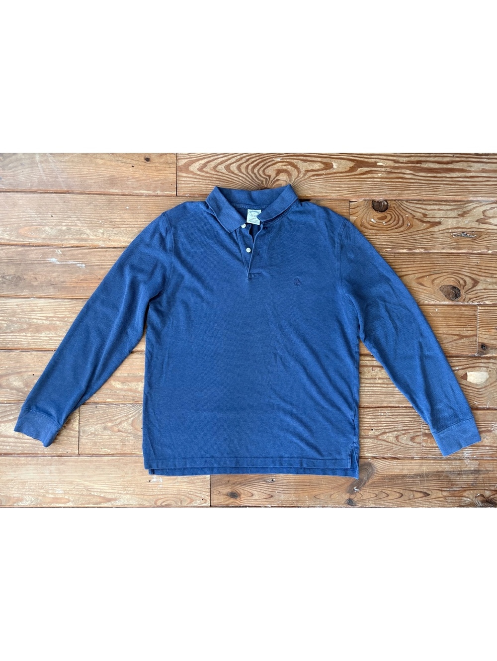 Brooks Brothers Men’s Large Slim Fit Supima Cotton Long Sleeve Polo Blue - Picture 2 of 5